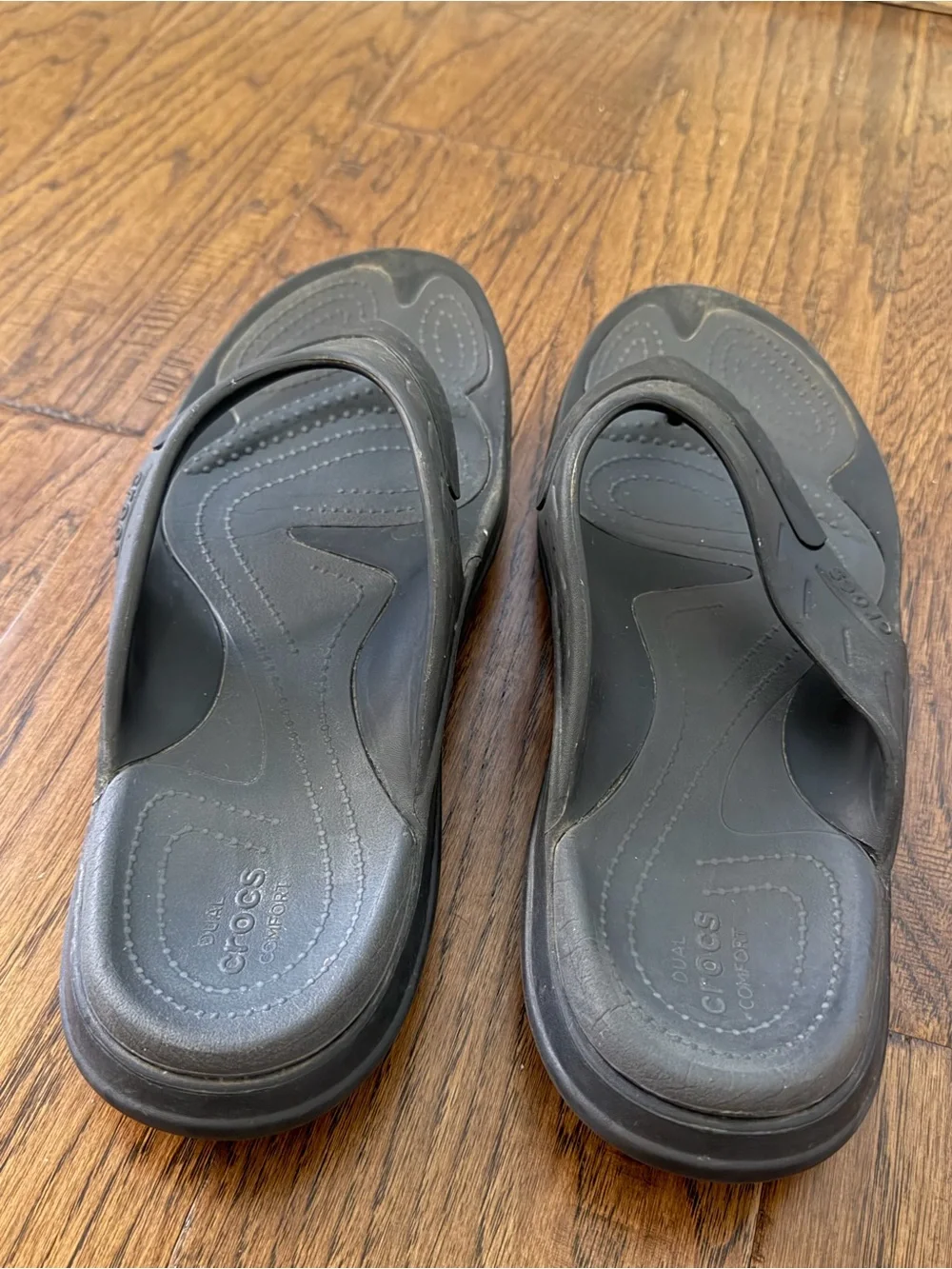 CROCS Dual Comfort Black Modi Sport Flip Flops Men's 12